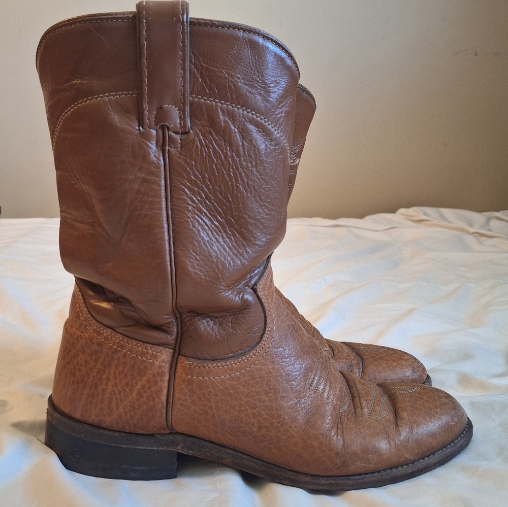Vintage J. Chisholm Tan 2 Tone Leather Western Boots Mens 9 D